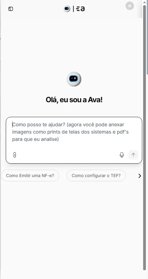 Tela real da assistente virtual Ava no Itek Web